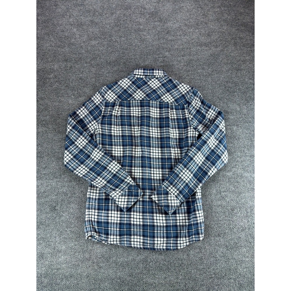 TravisMathew Mens Small Blue White Plaid Long Sleeve Button Down Flannel Shirt - Picture 7 of 7